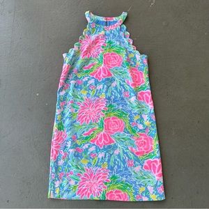 Lilly Pulitzer Tabby Shift Dress Zanzibar Blue Bunny Scalloped - XS